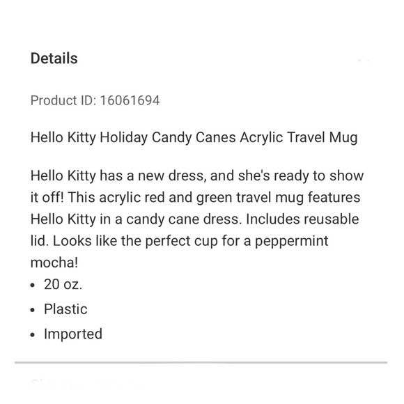 New hello kitty holiday candy canes acrylic mug - Picture 2 of 5